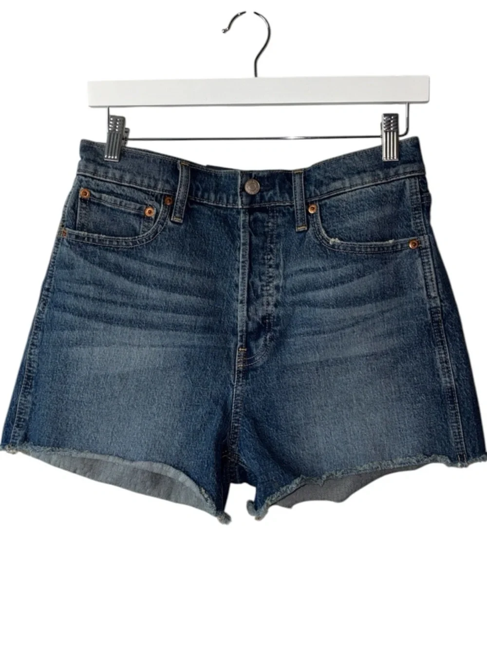 Gap Sky High Cheeky Denim Shorts 29 High Rise Button Fly Raw Hem